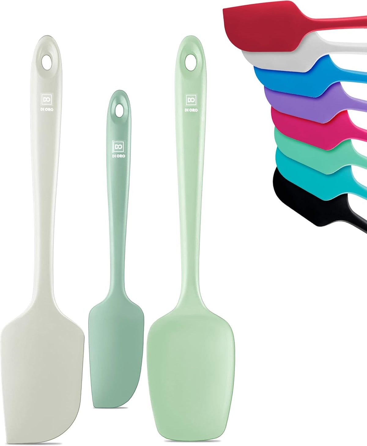 di Oro Living Silicone Spatula Set - Rubber Kitchen Spatulas for Baking, Cooking, & Mixing - 600°F Heat-Resistant & BPA Free Silicone Scraper Spatulas for Nonstick Cookware - Dishwasher Safe (Pastel)