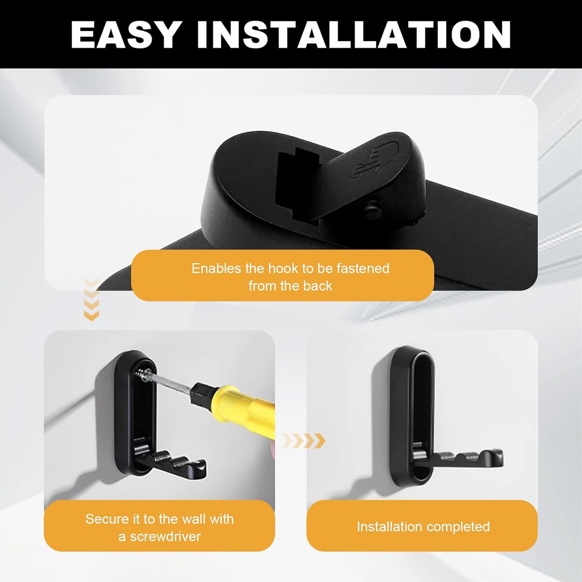 Heavy Duty Black Folding Wall Hooks 2 Pack, Space Saving Foldable Coat Hooks for Bathroom, Closet, Entryway, Kitchen, Towel, Robe, Bag, Hat Hanging, Easy Mount, Zinc Alloy, Corrosion - Resistant