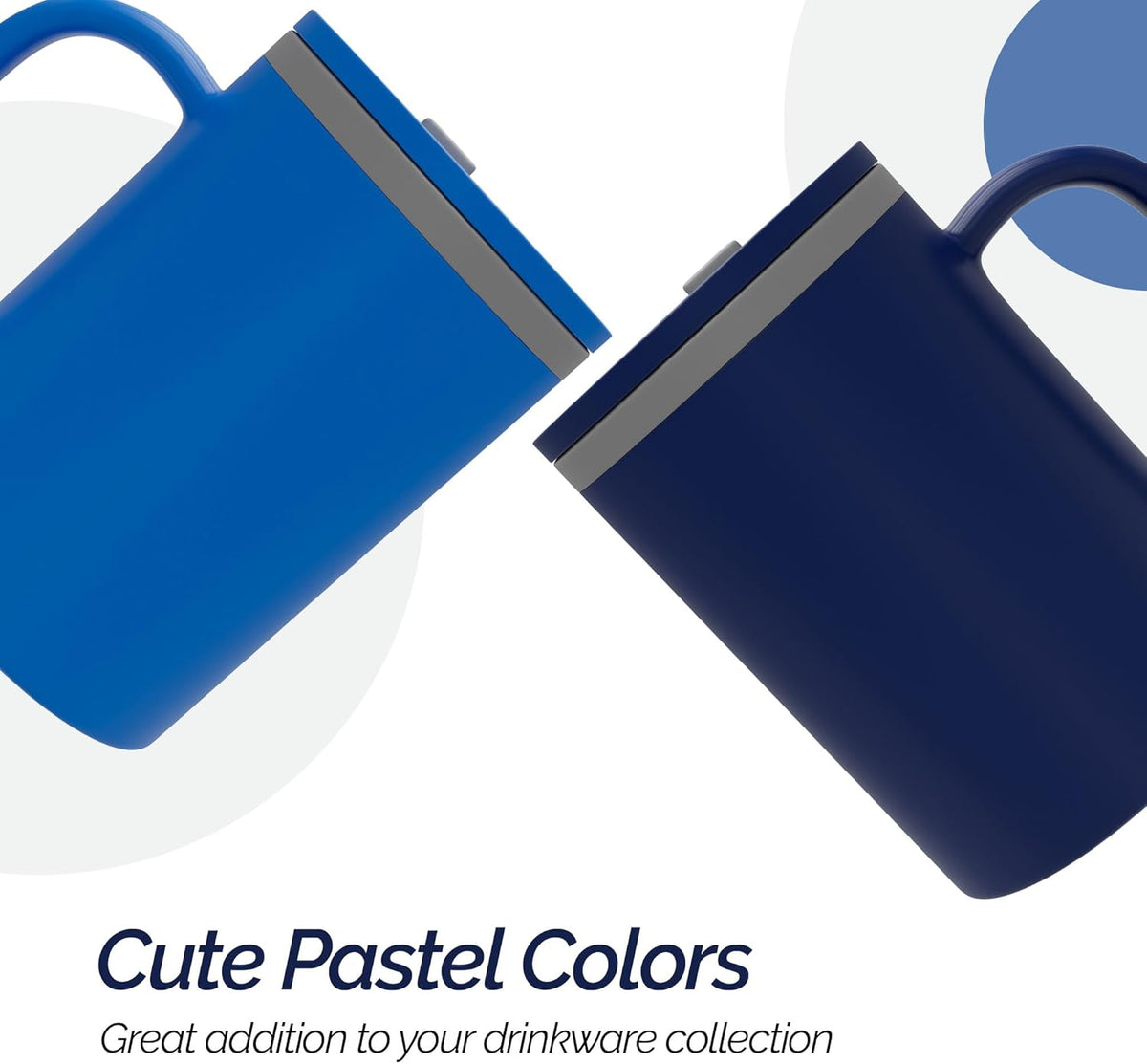 Copco Iconic 16oz Double Wall Insulated Desk Mug with Lid and Handle, Set of 2, BPA-Free Reusable Plastic, Spill-Proof, Microwave & Dishwasher Safe, Wide Mouth, Cup Holder Friendly (Navy/Blue)