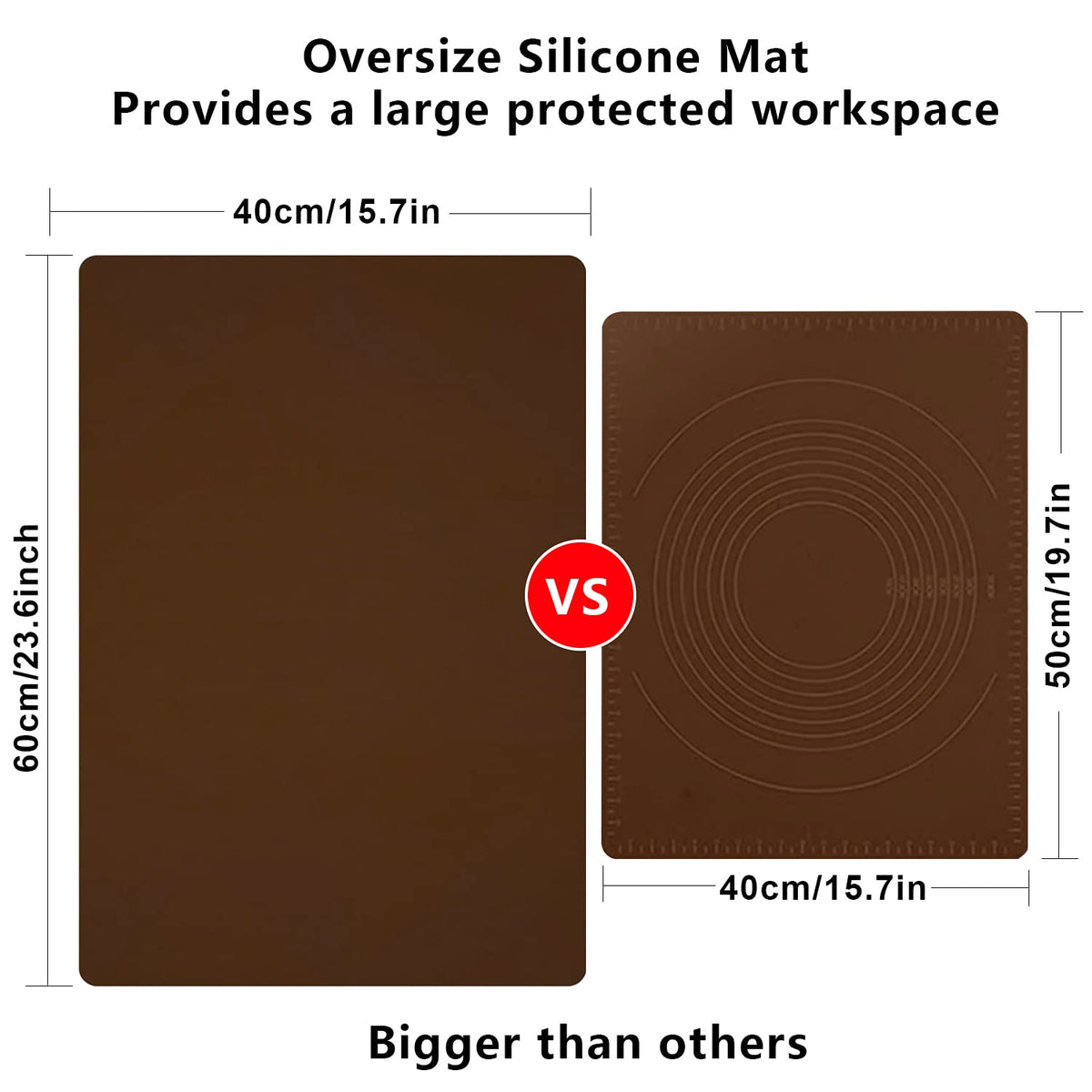 Extra Large Silicone Table Mat, Silicone Mat for Crafts Kids Dinner Placemat Desk Countertop Waterproof Protector Mats, Heat Insulation Kitchen Pastry Mat Rolling Dough Pad (Coffee, 23.6''x15.7'')