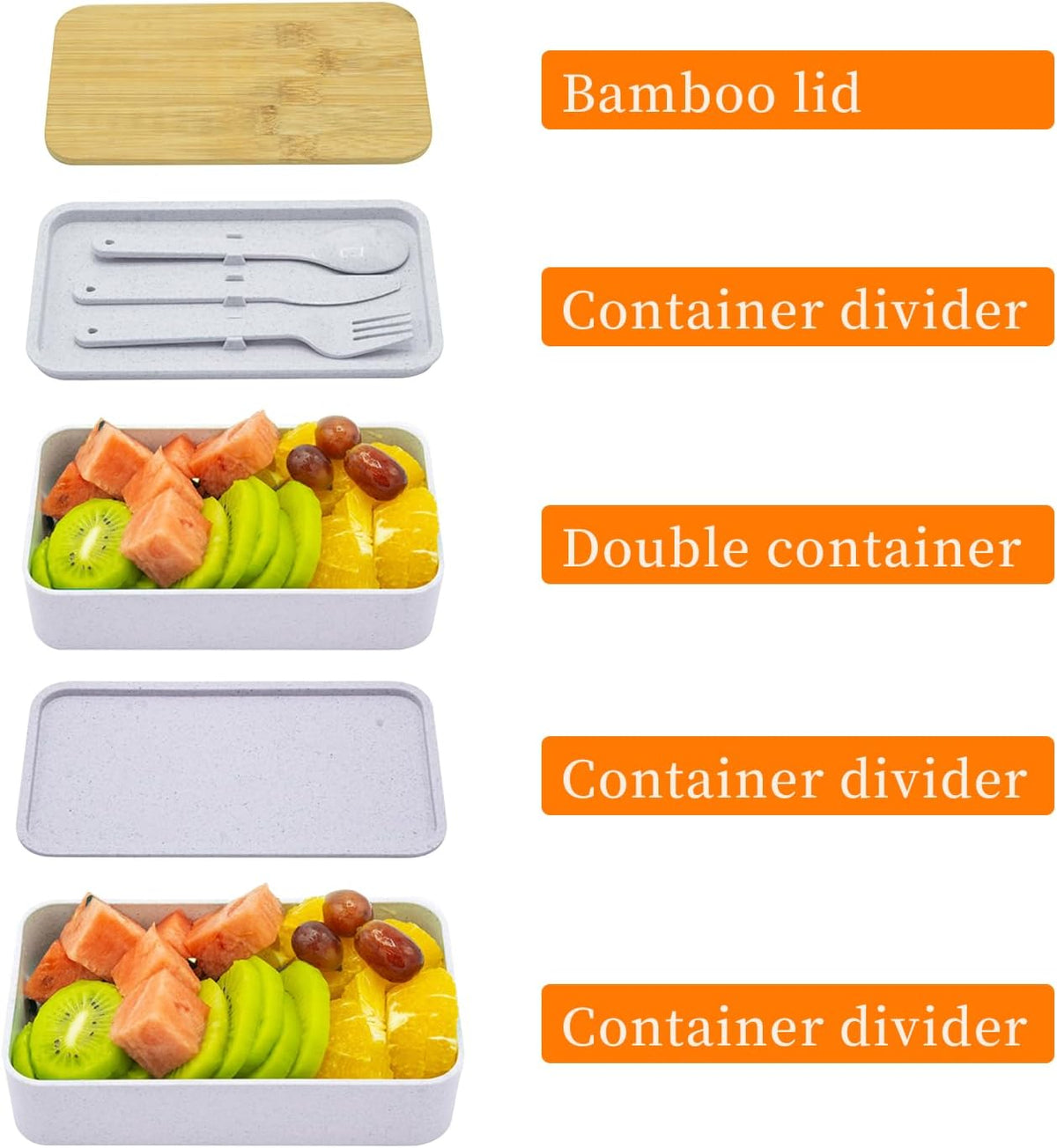 Bento Box Adult Lunch Box with lunch bag, Japanese Stackable Lunch Box Containers for Adult, Bento lunch Box with Dividers Grey