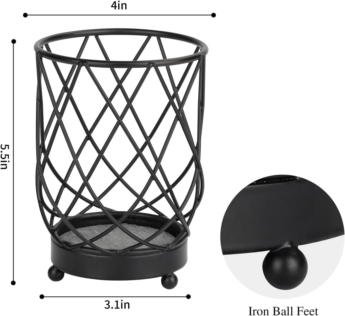 MACEVIA Utensil Holder for Kitchen Counter, Black Metal Organizer with Diatomaceous Earth Base, 4" x 3" x 5.5", Countertop Storage for Spoons,Spatulas and Cooking Utensils,Set of 2