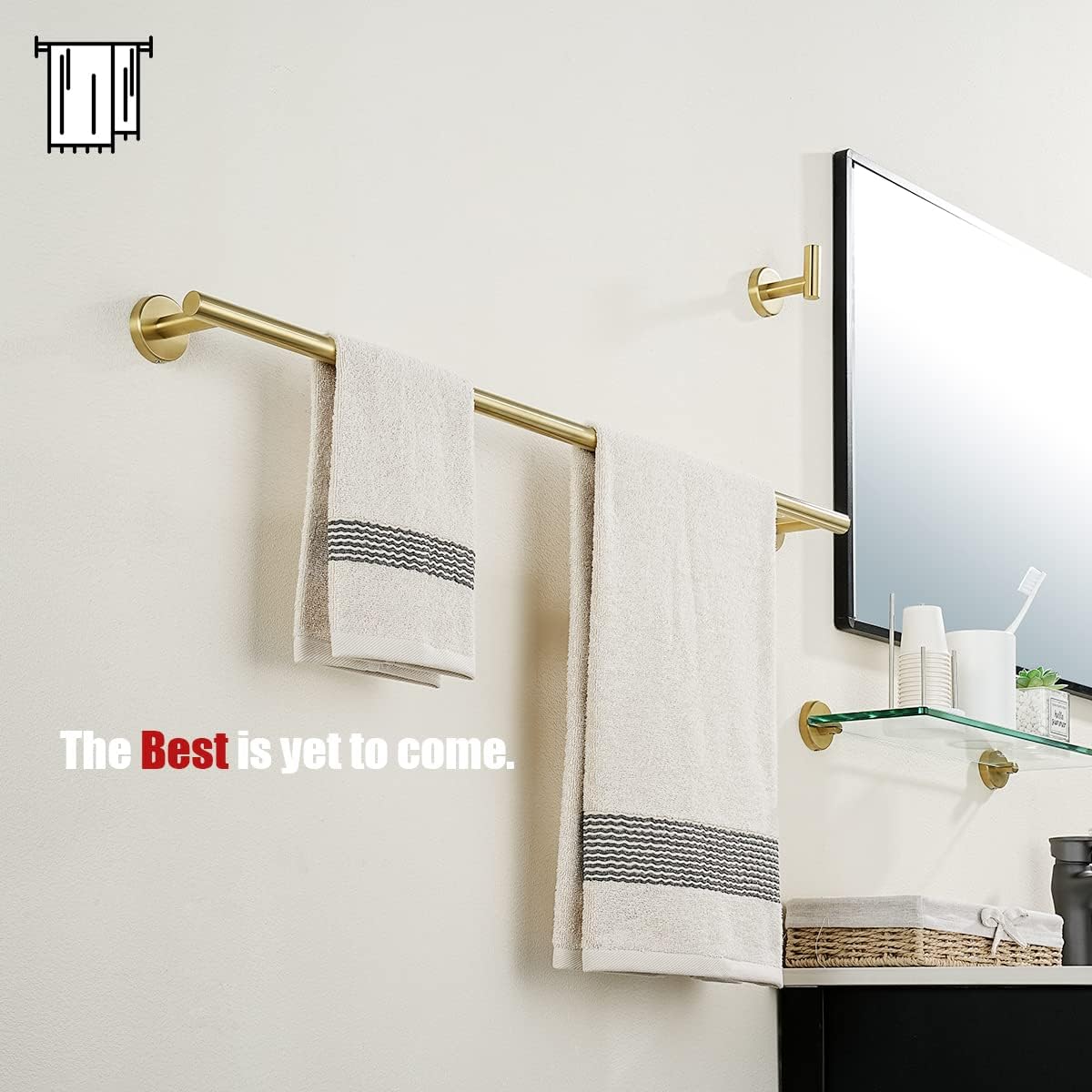 JQK Gold Towel Bar, 30 Inch 304 Stainless Steel Thicken 0.8mm Towel Rack Bathroom, Towel Holder Brushed Golden Wall Mount, Useable Length 27 Inch, TB110L27-BG