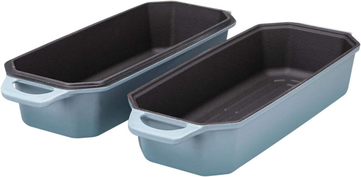 Bread Pan Cast Iron Loaf Pan with Lid Bread Loaf Pan 13x5 Inch Enameled Cast Iron Sourdough Bread Pan, LightBlue