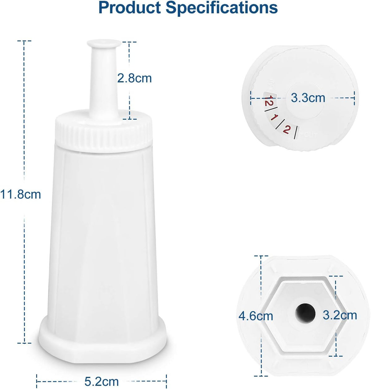 Filter - Replacement Water Filter Compatible with Breville Sage Claro Swiss For Oracle, Barista & Bambino - Compare to Part #BES008WHT0NUC1.(Pack of 2) (2) (2)
