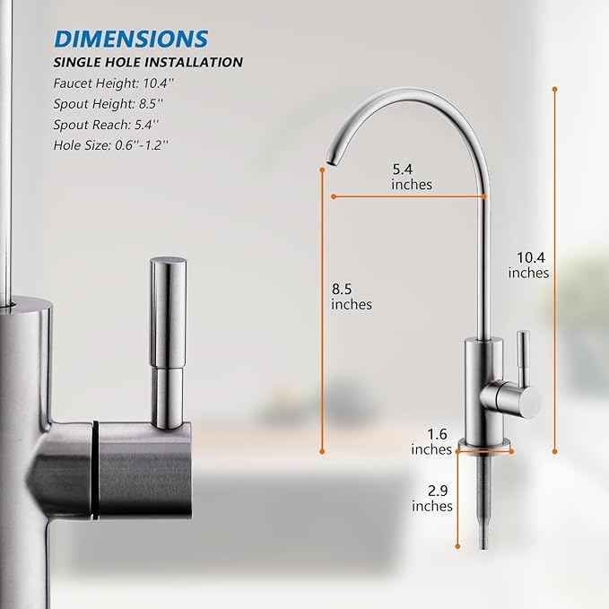 WEWE Drinking Water Faucet for Kitchen Sink, Kitchen Water Filter Faucet Stainless Steel for Reverse Osmosis or Water Filtration System Beverage Non-Air Gap RO Faucet Brushed Nickel Finish