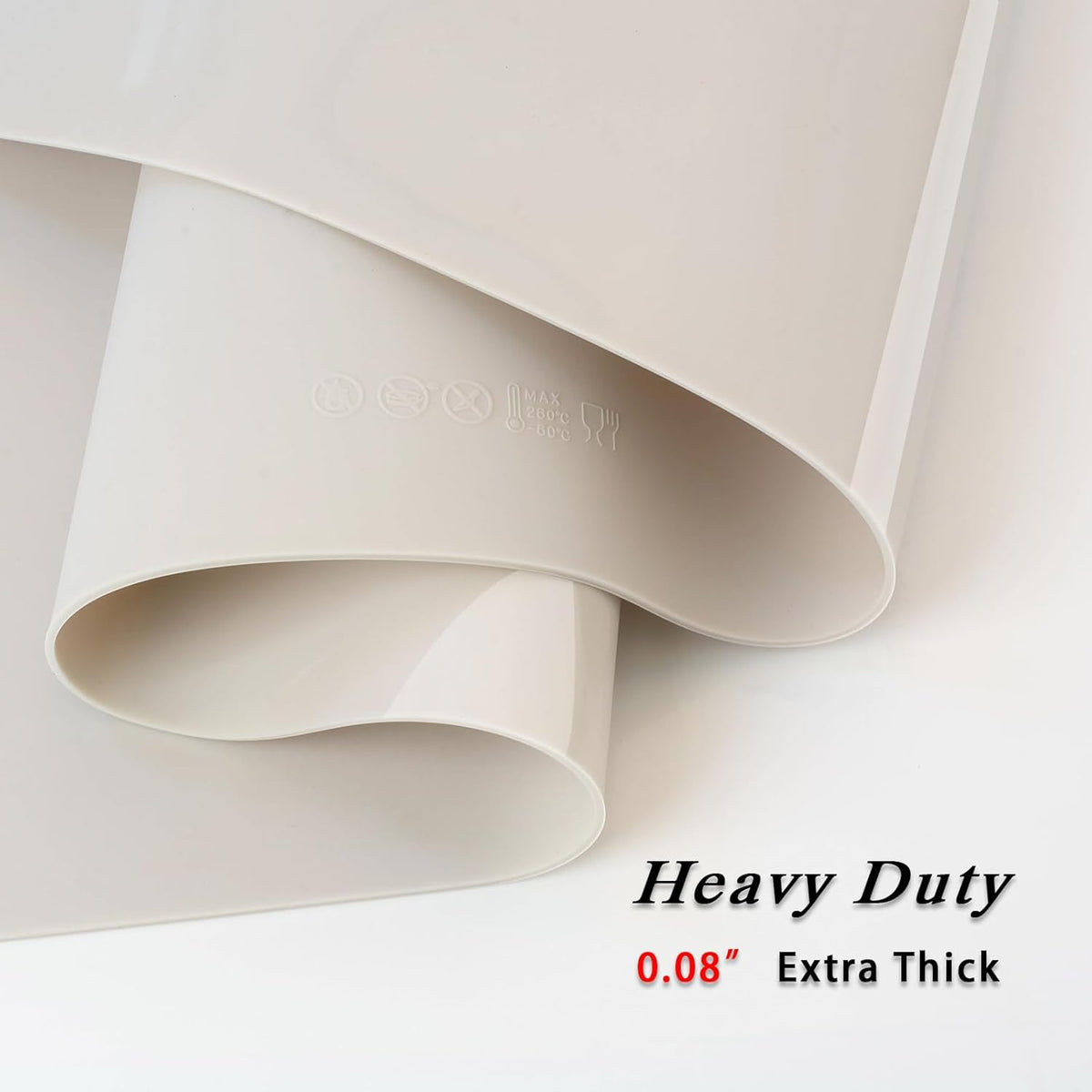 Silicone Placemats, Food-Grade Non-Slip Waterproof, Dining, Stain Resistant, Countertop Protector, Kitchen Counter Mat, Heat Resistant, Baking mat Dishwasher Safe (25.6"×17.7"-1pc Thicken White Gray)