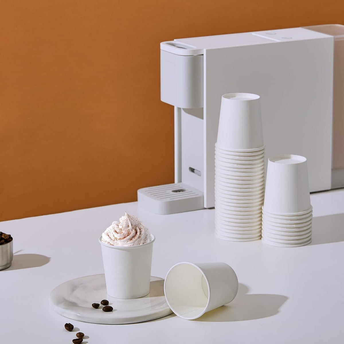 JOLLY PARTY 300 Pack 6 oz Disposable Paper Coffee Cup, Hot/Cold Beverage Drinking Cups for Water, White Paper Hot Coffee Cups