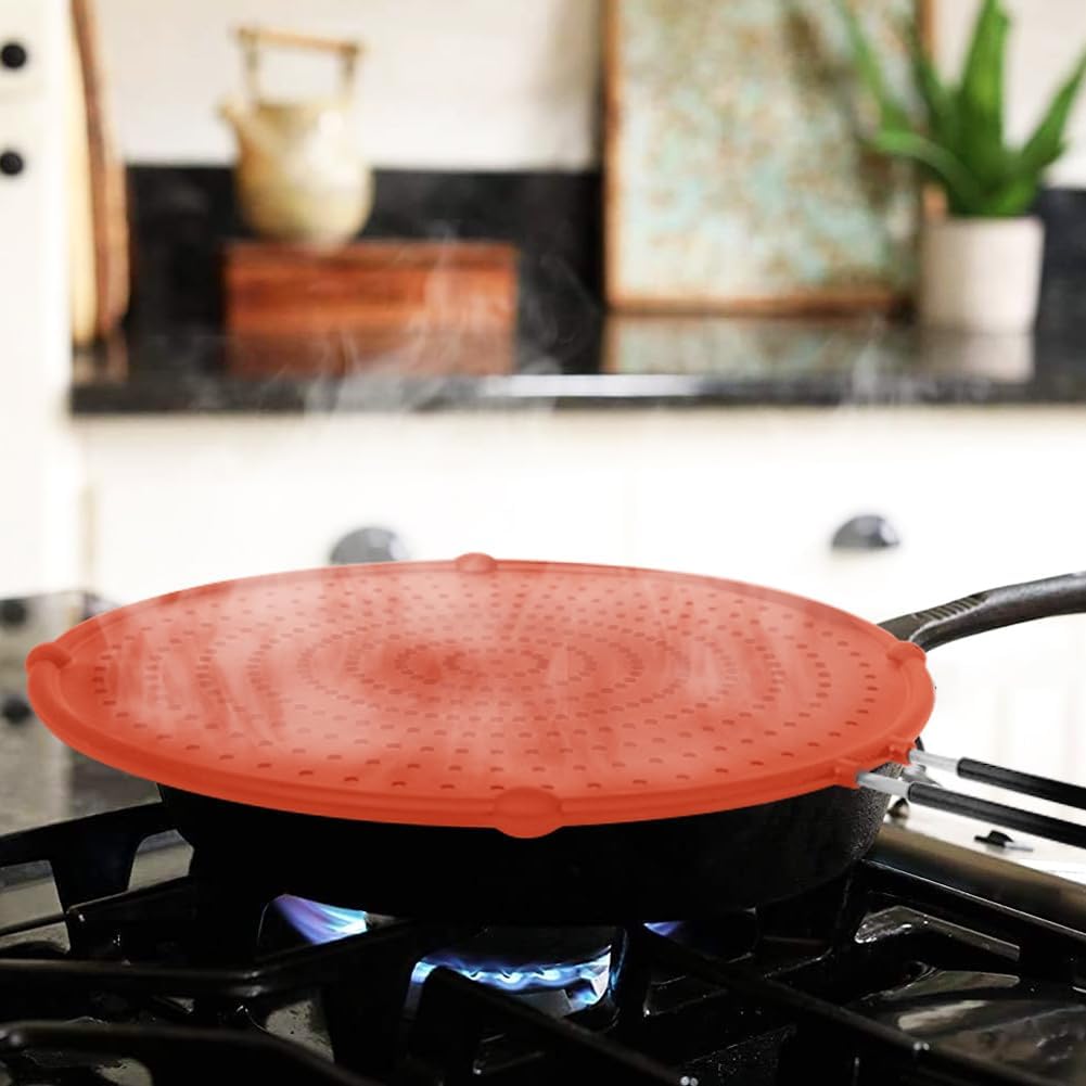 Splatter Screen for Frying Pan, Grease Splatter Guard, Heat-Resistant Splatter Guards for Frying, Silicone Splatter Guard for Everyday Cooking, Dishwasher Safe, Red （16in×12in×0.5in）