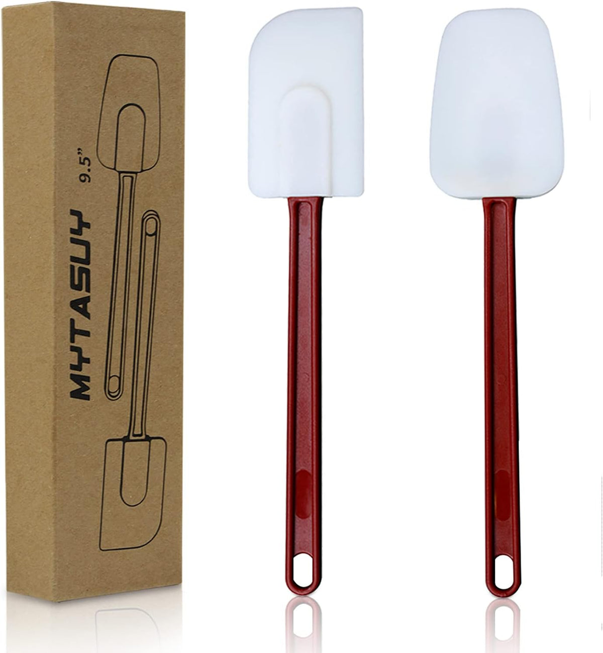9.5 INCH Silicone Spatulas Heat Resistant Heavy Duty Rubber Spatulas Commercial Spatulas Set for Kitchen Use Silicone Cooking Utensils Sets of 2