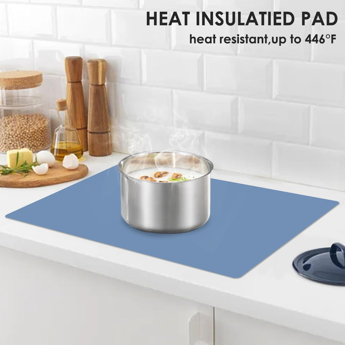 Extra Large Silicone Craft Mat for Kids, Large Silicone Sheet for Crafts, Kitchen Non-Stick Baking Mat Blue Gray, Heat Resistant Countertop Mat, Waterproof Placemat, Multipurpose Mat 23.6''x15.75''