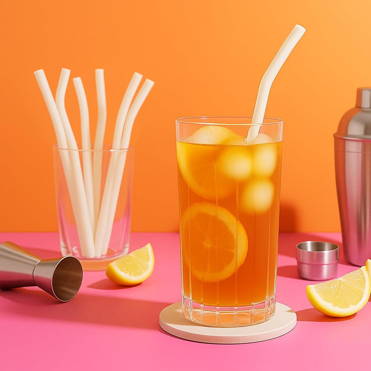 12 Pcs Reusable Glass Straws 8"x 8 mm Bent Glass Drinking Straws with Cleaning Brush for Tea, Smoothies, Milkshakes, Juices,Beverages(White jade)