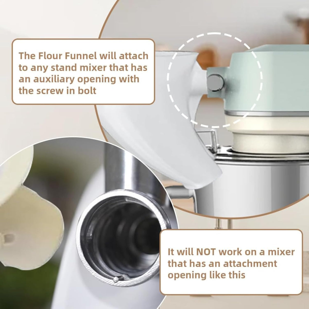 Flour Funnel for Kitchen Aid Mixer – Stand Mixer Attachment for KSM150 5-Quart Tilt-Head, Easy-Pour No-Mess Baking Tool, Fits Flour, Sugar & Egg Liquid, Dishwasher-Safe (Black)