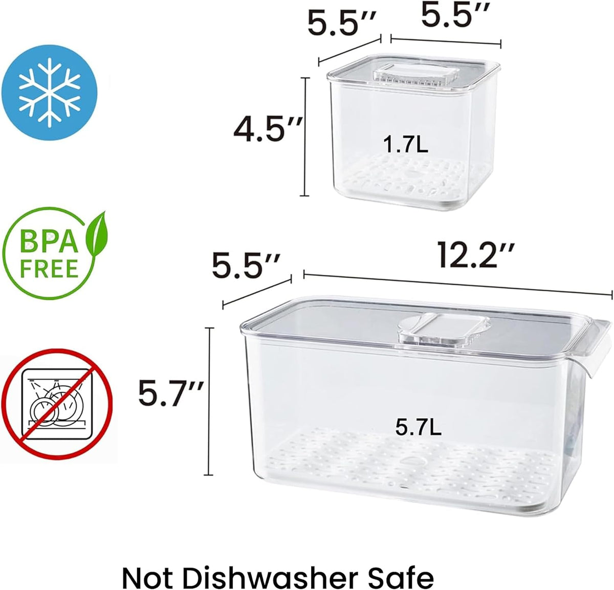 vacane Fresh Produce Saver for Refrigerator, 3 Pcs Food Fruit Lettuce Keeper Containers, Salad Vegetable Storage Organizers Stackable, BPA-free Stay Fridge Storage Containers