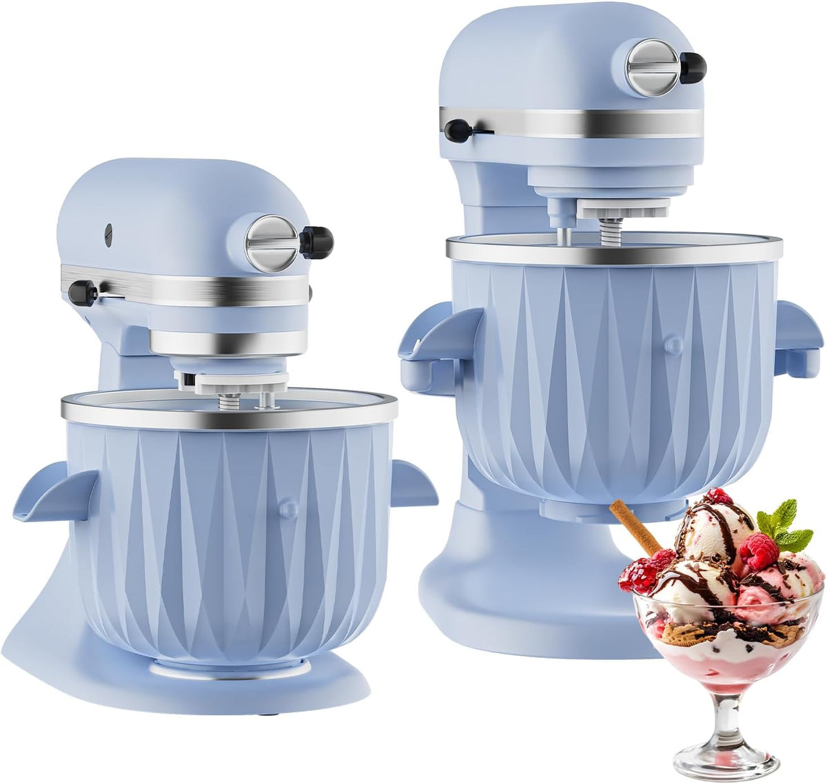 InnoMoon Ice Cream Maker Attachment for KitchenAid Stand Mixer, Compatible for Kitchenaid 4.5QT/5QT/6QT/7QT Stand Mixer, 2-Quart Frozen Yogurt, Sorbet Gelato Maker, Kitchen aid Ice Cream Maker (Blue)