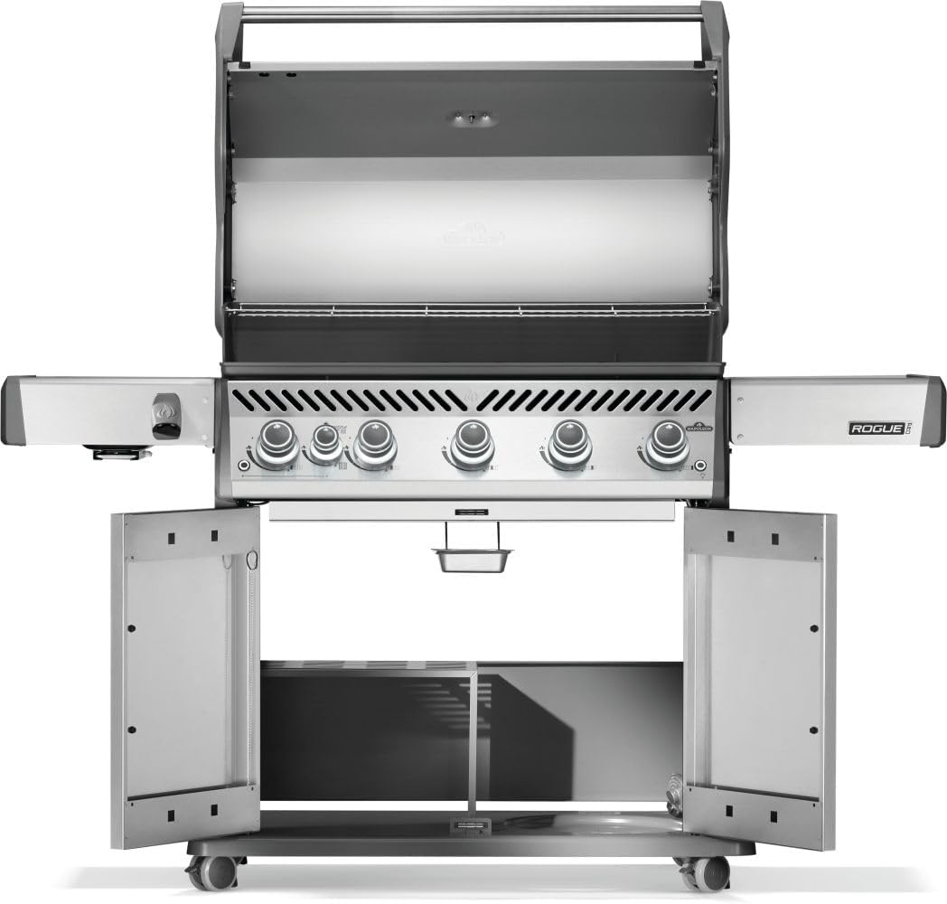 Napoleon Rogue PRO 625 Natural Gas Grill with Infrared Side Burner, Stainless Steel, Durable 6-Burner BBQ