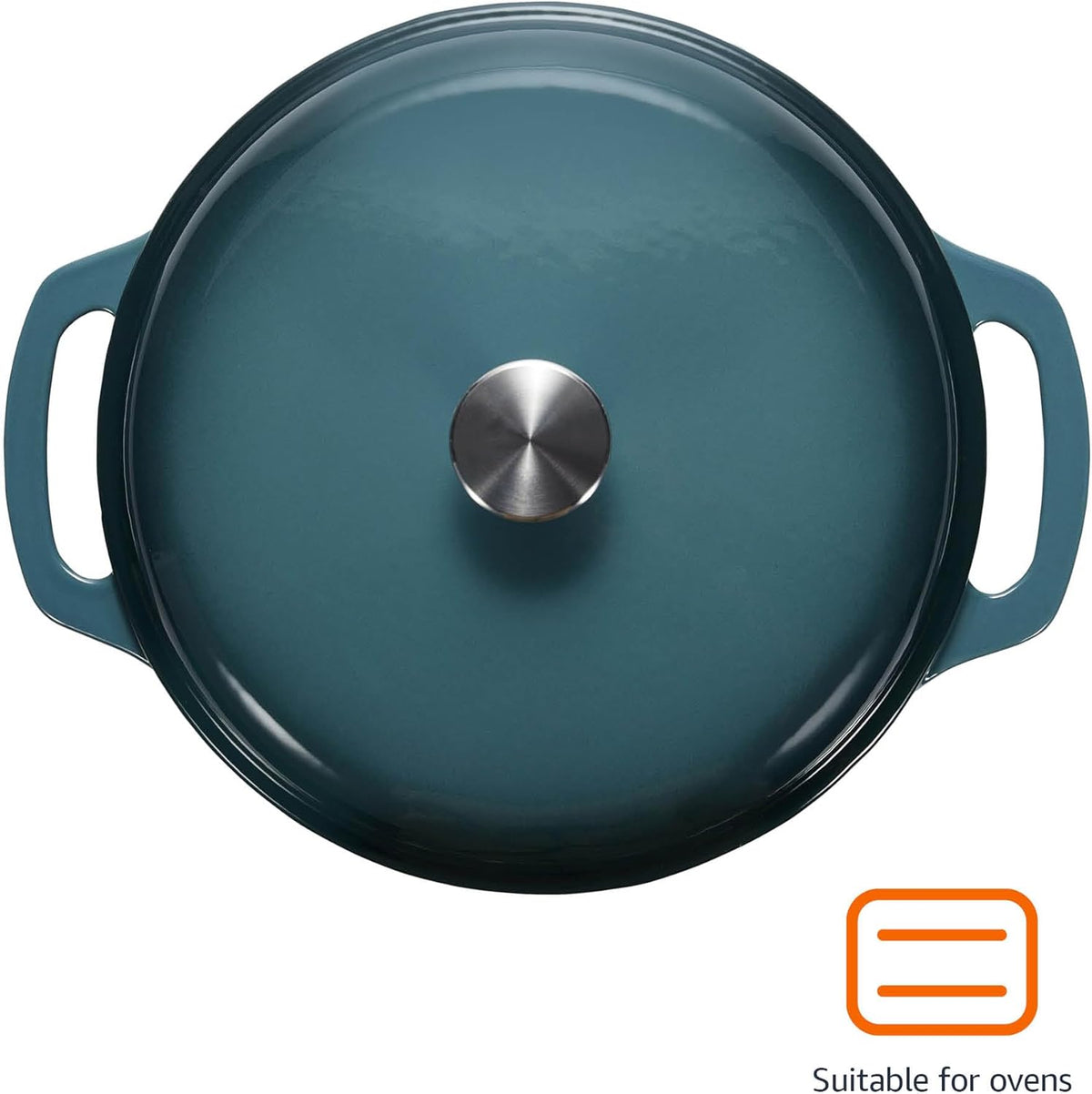 Amazon Basics Cast Iron Dutch Oven Pot with Lid, Enameled, Round, Dual Handles, Heavy-Duty, Medium, 6-Quart, Gray