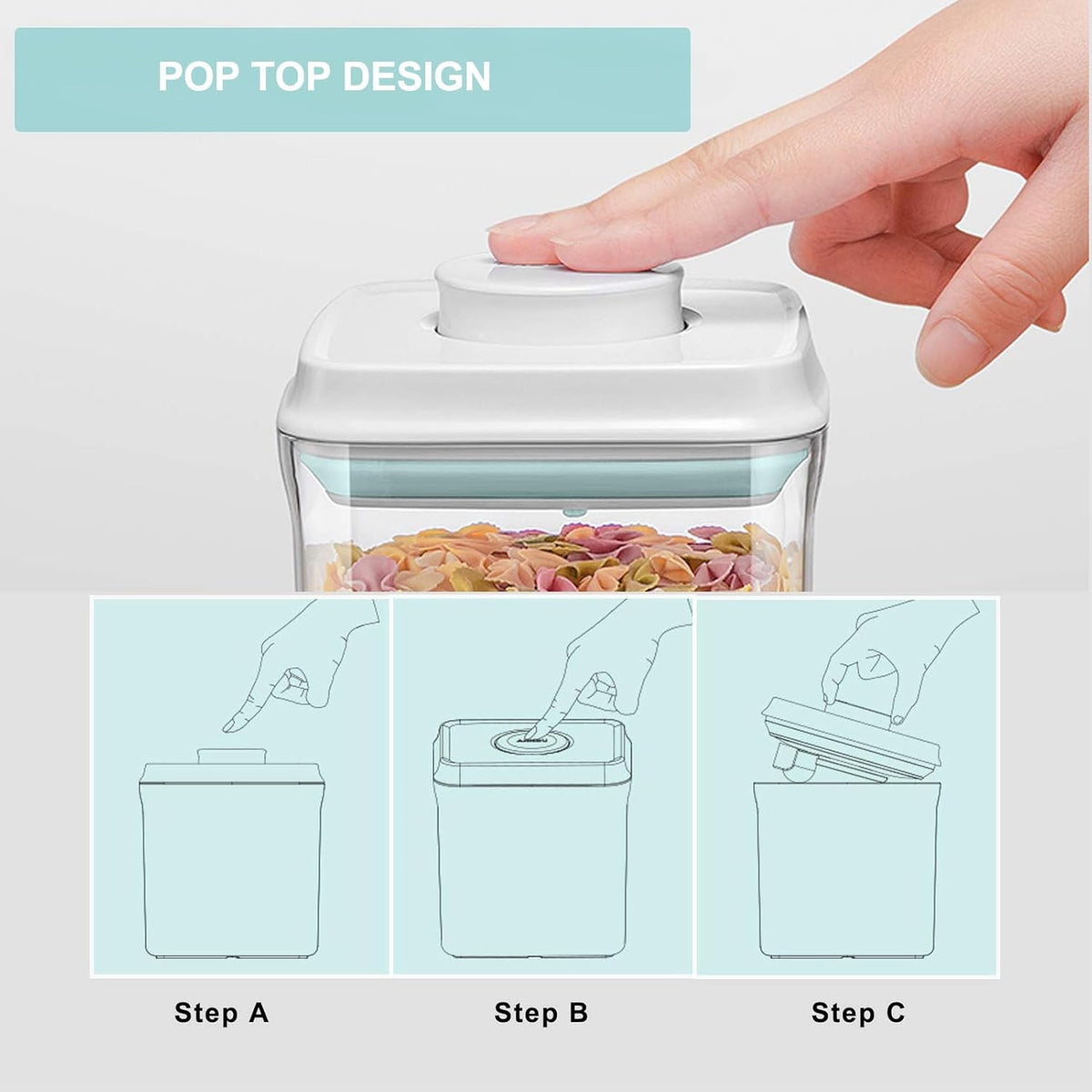 Pop Containers with Lids - Stackable Airtight Food Storage, Kitchen Pantry Storage Containers for Snacks Candy Salt Herbs Spices BPA-Free (10PCS (0.5 + 1.2 + 2.0 + 2.7 + 3.3 Qt) * 2)