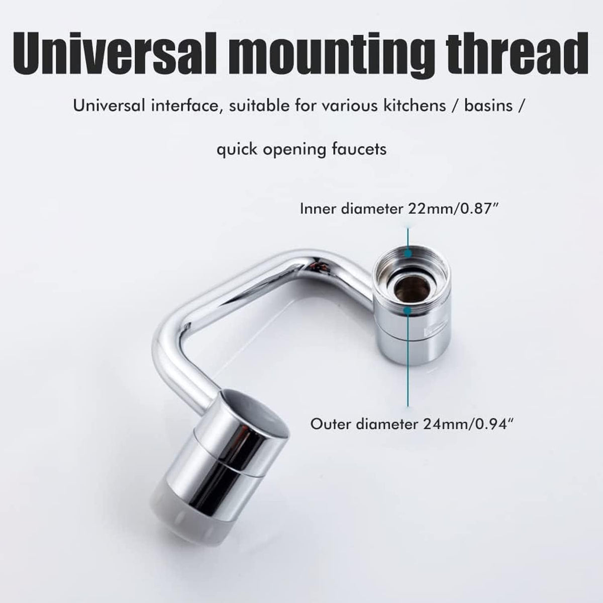Universal 1080° Rotating Faucet Extender Aerator,2 Packs Solid Brass Universal Splash Filter Faucet,1080 Big Angle Swivel Faucet Aerator Sink Attachment,Dual-Function 2-Flow Sprayer