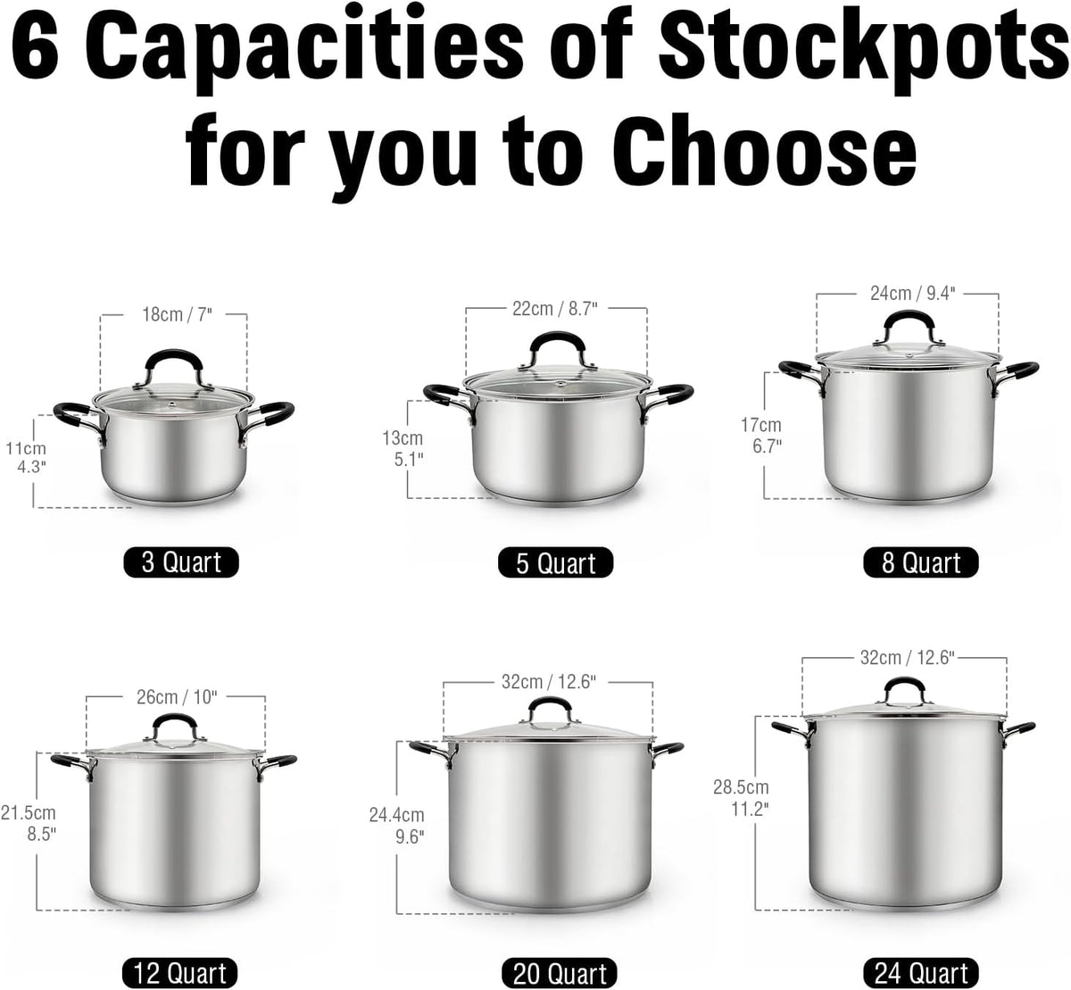 Cook N Home Stainless Steel Stock Pot with Lid 3 Quart, Cooking Sauce Pot Casserole Pan Saucier, Induction Compatible, Dishwasher Safe With Stay-Cool Handles, Silver