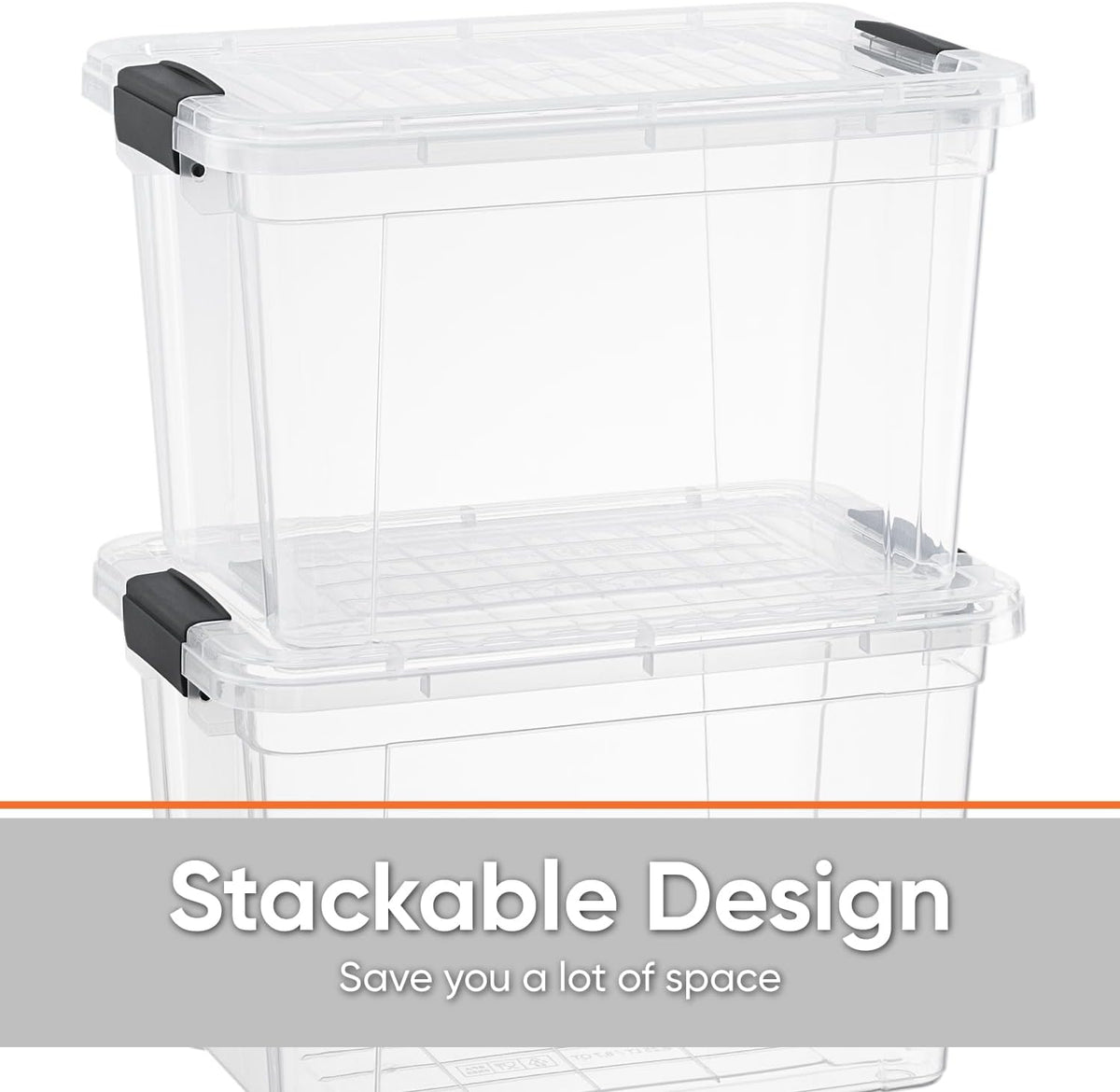 Superio Clear Storage Boxes with Lids, 49 Quart Plastic Container Bins for Organizing, Stackable Crates, BPA Free, Non Toxic, Odor Free, Organizers for Home, Office, School, and Dorm, 2 Pack