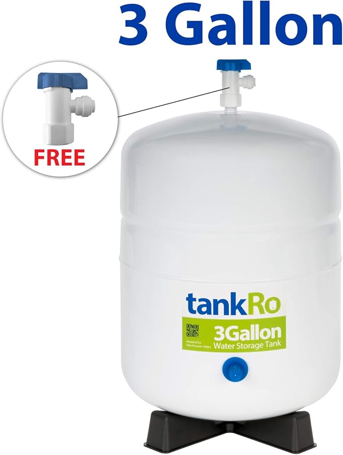3 Gallon RO Expansion Tank – Compact Reverse Osmosis Water Storage Pressure Tank with Free Tank Ball Valve