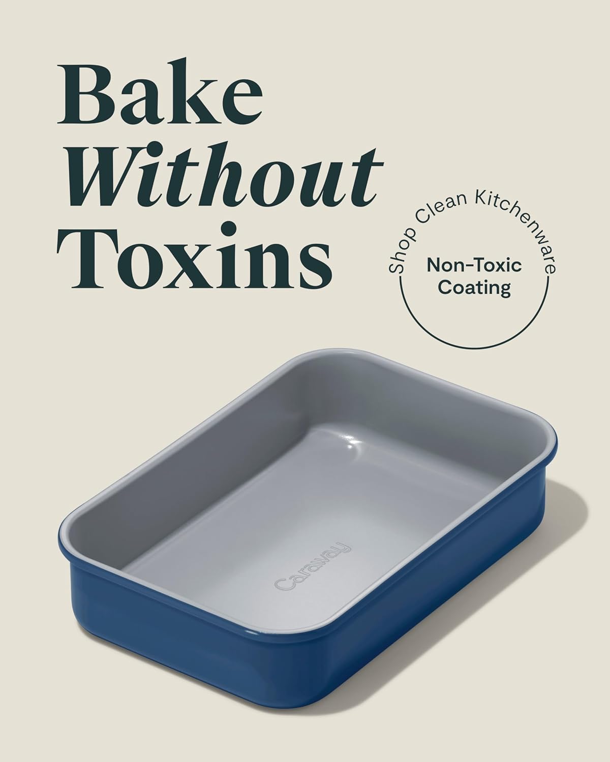 Caraway Nonstick 9” x 6.5” Small Rectangle Baking Pan Duo – Non-Toxic, PTFE & PFOA Free – Aluminized Steel Core – Deep Ceramic Baking Pan for Casseroles, Lasagna & More - Navy