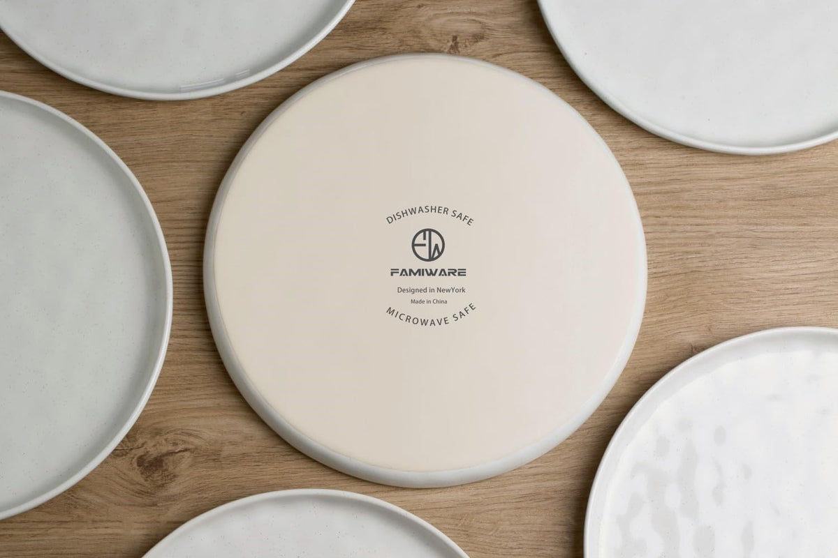 Famiware Mars Plates and Bowls Sets, 24 Pieces Dinnerware Sets, Dishes Set for 8, White