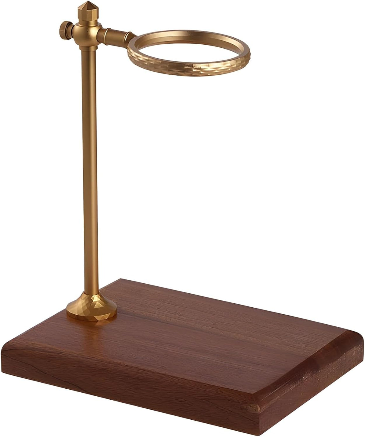 Pour Over Coffee Stand, Adjustable Dripper Holder, Solid Wood Base, Brass Metal Filter Brewer, Elegant Design for Home Office Cafe Bar Flavor Extraction