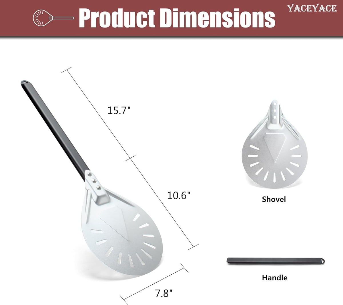 Pizza Turning Peel, 8-inch Metal Pizza Turner, Aluminum Turning Peel