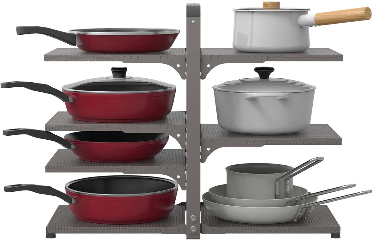 Pot and Pan Organizer Rack for under Cabinet, Heavy Duty Pot Pan Rack under Sink Organizers and Storage, Pot lid organizer, Kitchen Cabinet Organizer with 7 Adjustable Shelves