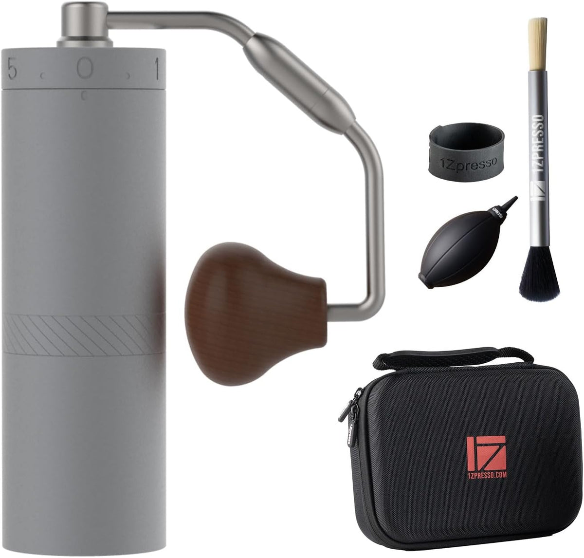 1Zpresso X-Ultra Manual Coffee Grinder-Space Gray, Well-built Sturdy Metal Body, Assembly Stainless Steel Burr, Numerical External Setting, Magnet Catch Cup, Faster Grind Efficiency Portable Mill
