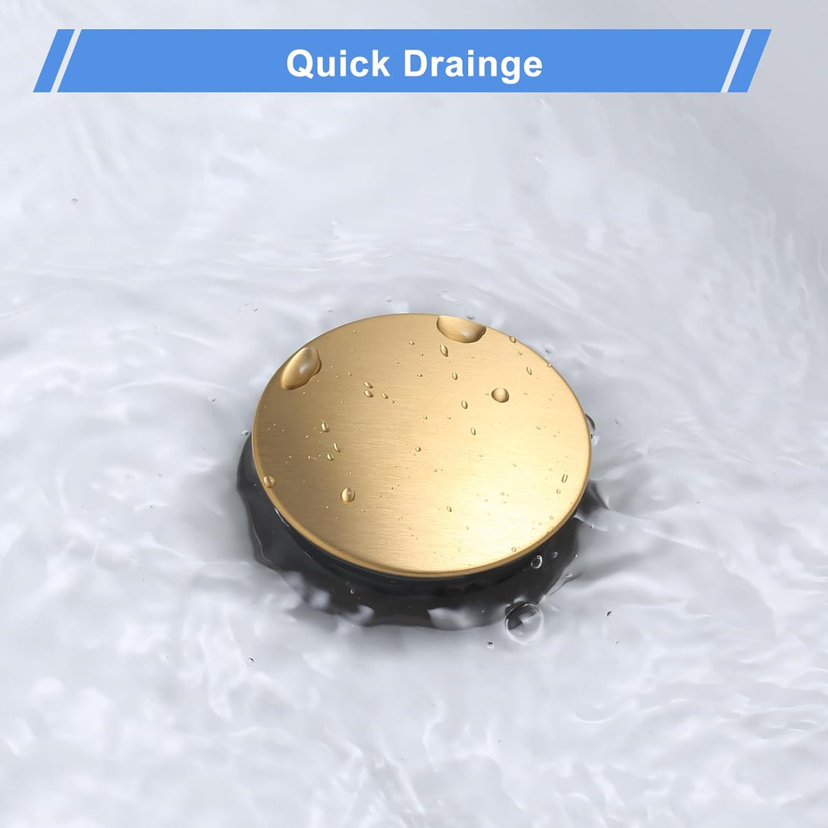 Pop Up Drain with Overflow, ARCORA Brushed Gold Bathroom Sink Drain, Pop Up Drain for Vessel Sink