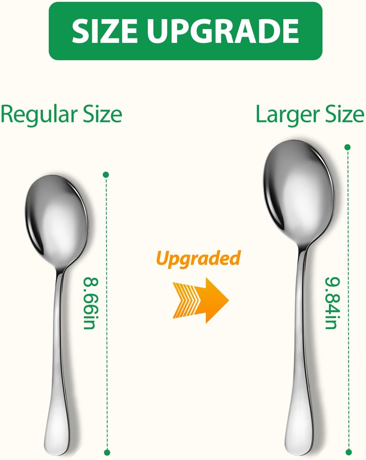 Stainless Steel Serving Spoons Set - 8 Large Spoons for Parties/Kitchen/Buffet, Dishwasher Safe, 10-Inch