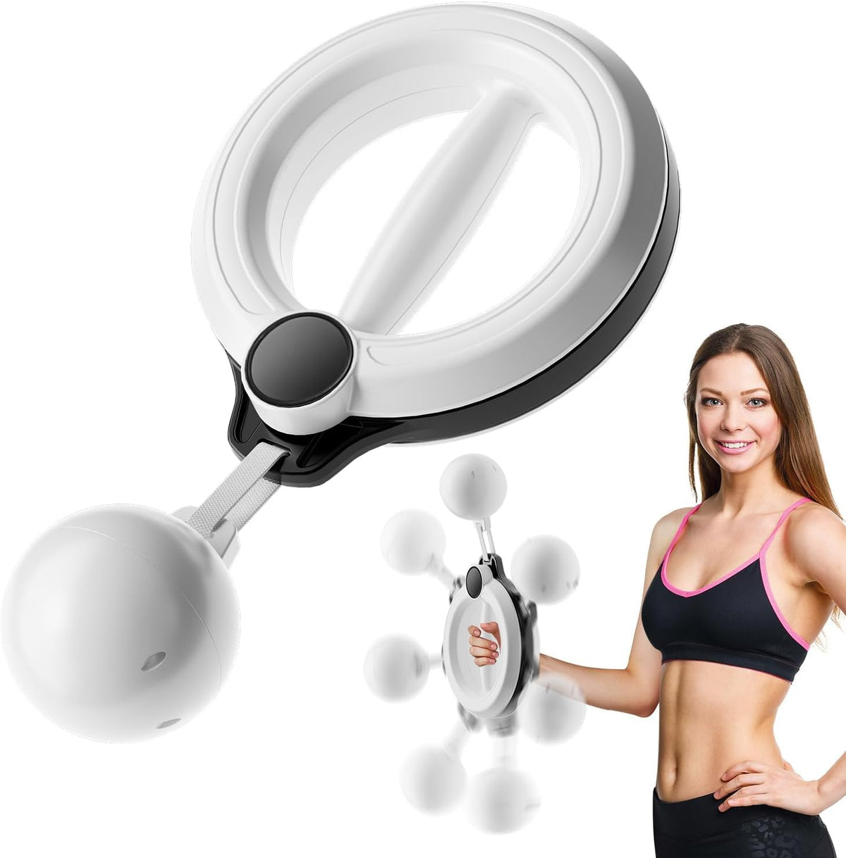 Arm Workout for Women and Men, Infinity Hoop 360° Hand-Crank Forearm Trainer, Shoulders and Arm Muscle Training Fitness Equipment, Chest Trainer and Forearm and Wrist Hand Exerciser, Home Workout (New White)