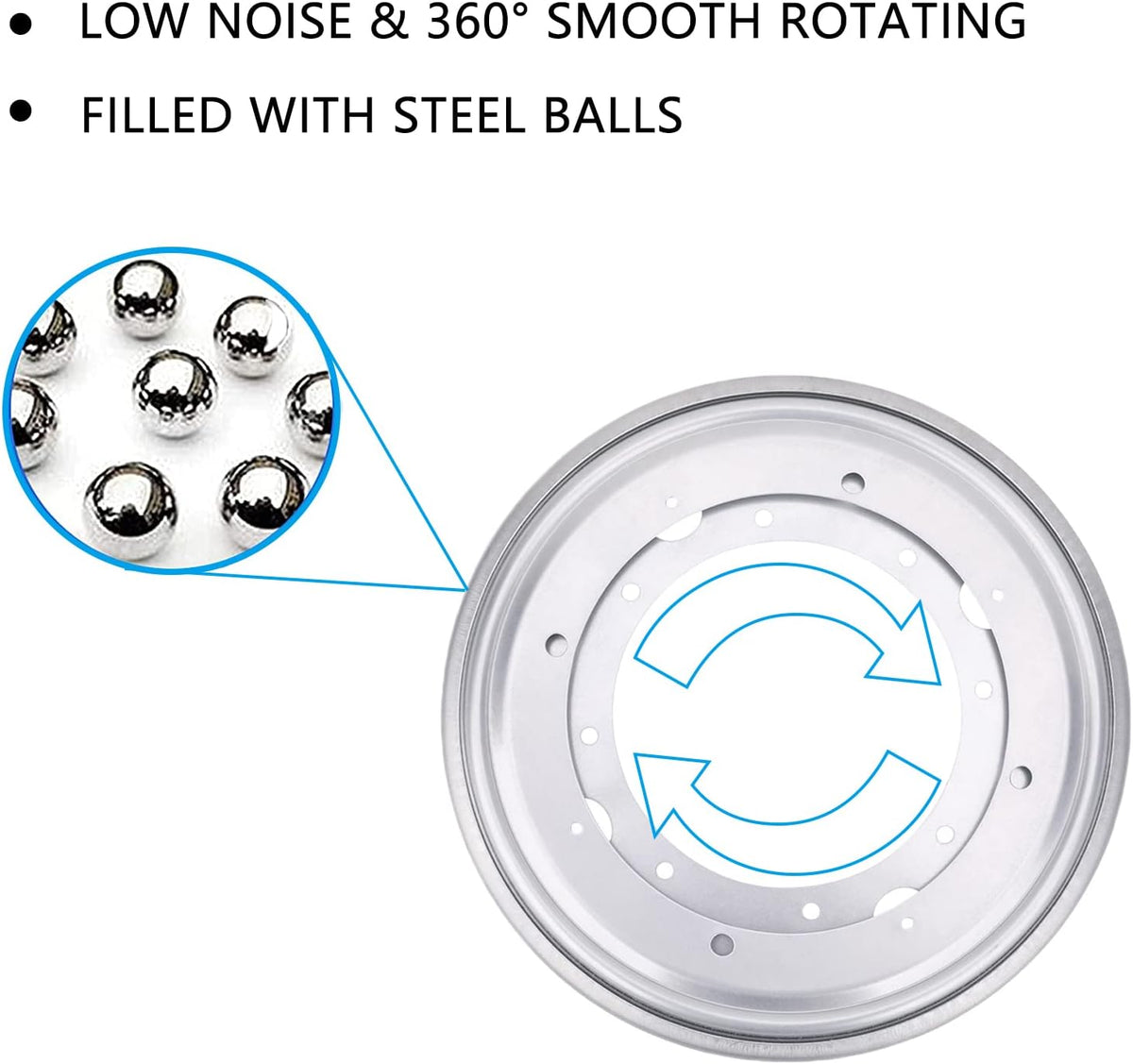 3Pack 9" Round Lazy Susan Hardware 5/16" Thick Lazy Susan Turntable Bearing Plate 750lbs Load Capacity Swivel Plate Base, Lazy Susan Turntable Base for Rotating Table, Serving Tray, Kitchen, Silver