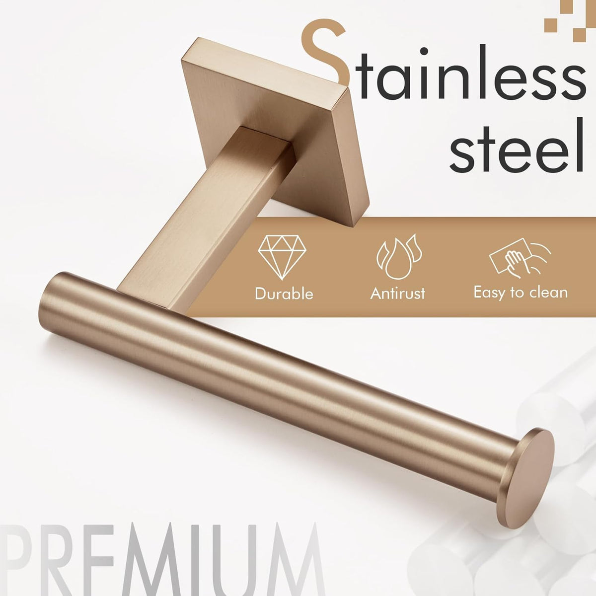 KOKOSIRI Toilet Paper Holder Toilet Roll Holders Hold Mega Rolls Kitchen Bathroom Tissue Paper Dispenser Champagne Bronze Stainless Steel, B2008CPG