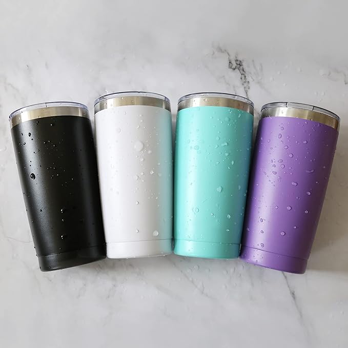 8 Pack 20oz Tumbler Vacuum Insulated Travel Mug with Lids, Stainless Steel Double Wall Bulk Cup for Home, Office, Outdoor Suitable for Vehicle Cup Holders(Assorted Colors)