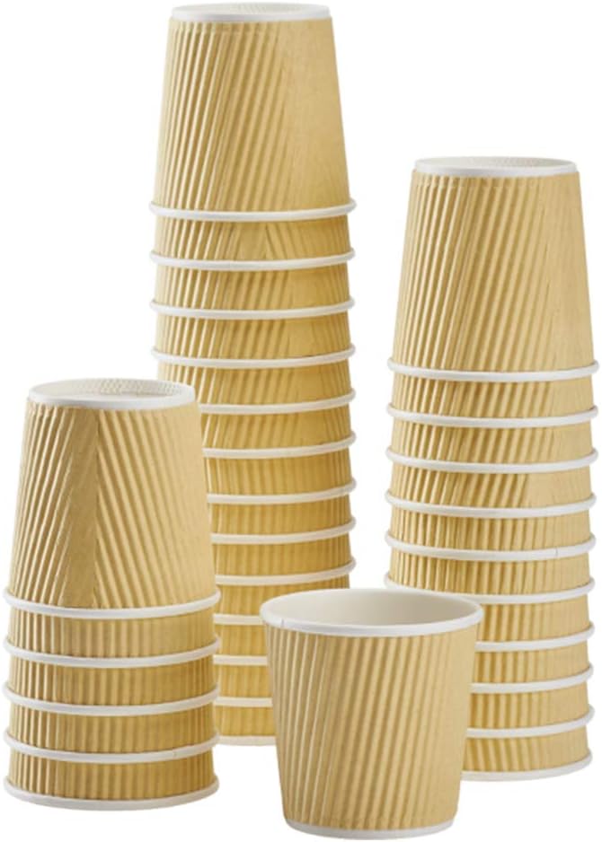 Karat Coffee Hot Cups 4oz [1,000 ct] Kraft Small Ripple Disposable Paper Cups, Ideal for Party, Picnic or Office (C-KRC504)
