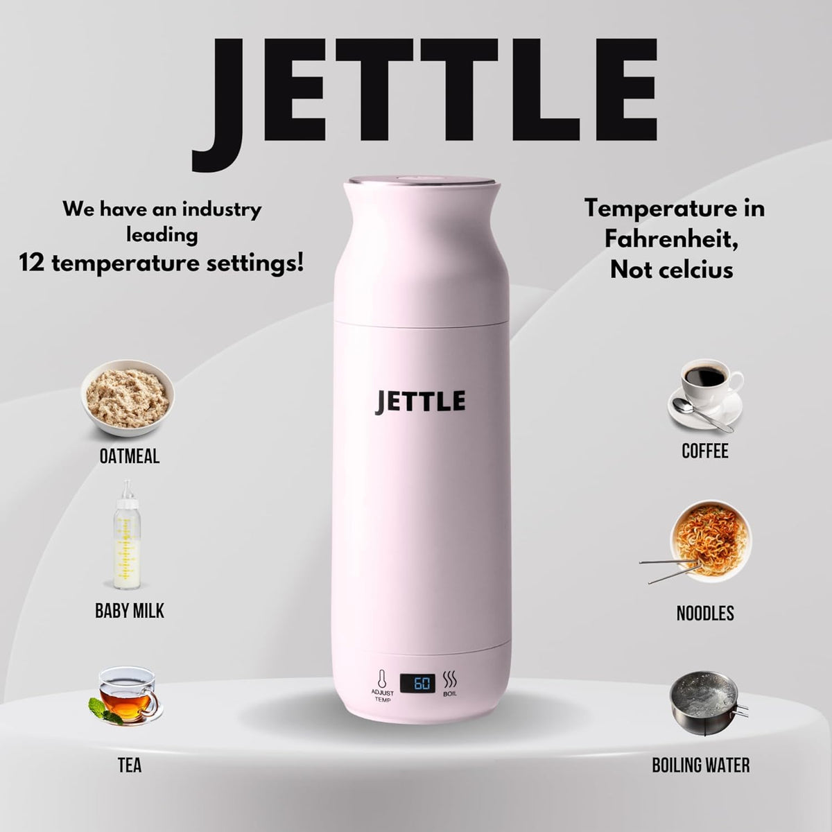 Electric Kettle - Travel Portable Heater for Coffee Tea Milk Soup - Stainless Steel Travel Water Boiler tea pot with Temperature Control - LED - Automatic Power Off - 450ml - Kitchen Appliance
