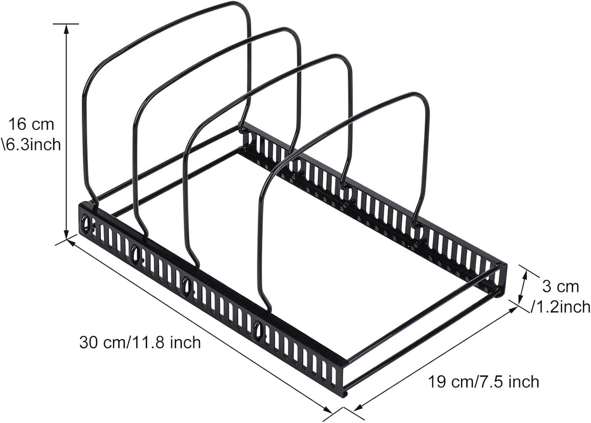 Toplife 10+ Bakeware Organizer Rack for Kitchen Bakeware, Cookware, Dinnerware, Cutting Boards, Plates, Pot and Pan Lids (Black)