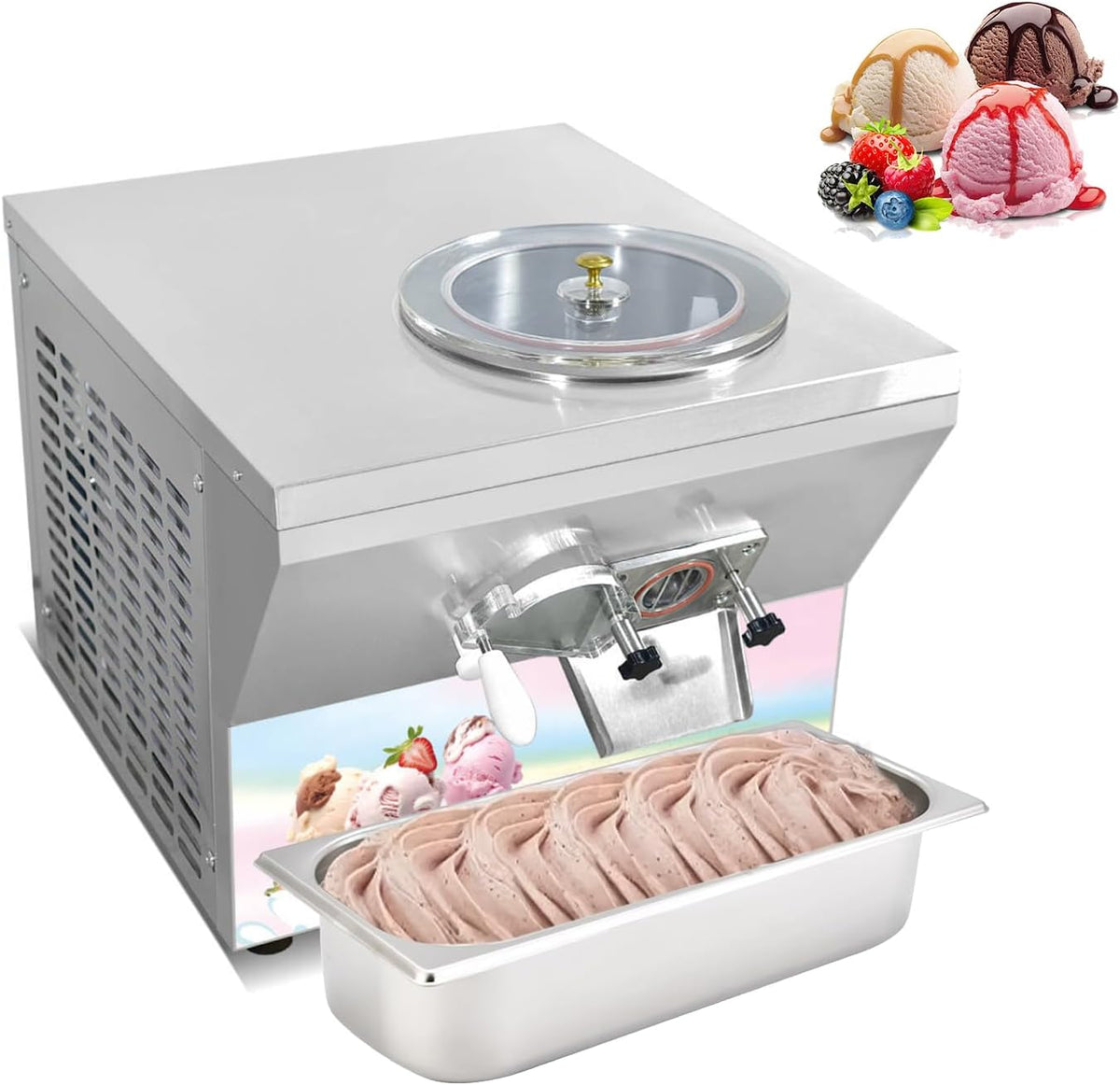Commercial Hard Ice Cream Machine 3 Gal/Hour Italian Gelato & Turkish Ice Cream Maker for Coffee Shops, Cafes, Bakeries & Food Trucks