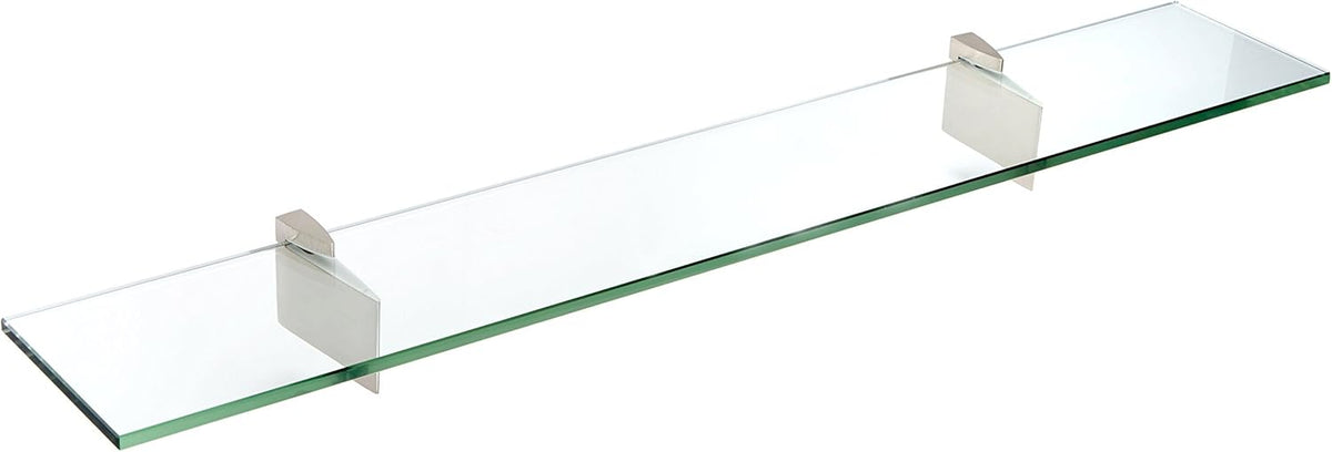 Spancraft Glass R-10x27-Brushed Steel Raven Glass Shelf, Brushed Steel, 10" x 27"