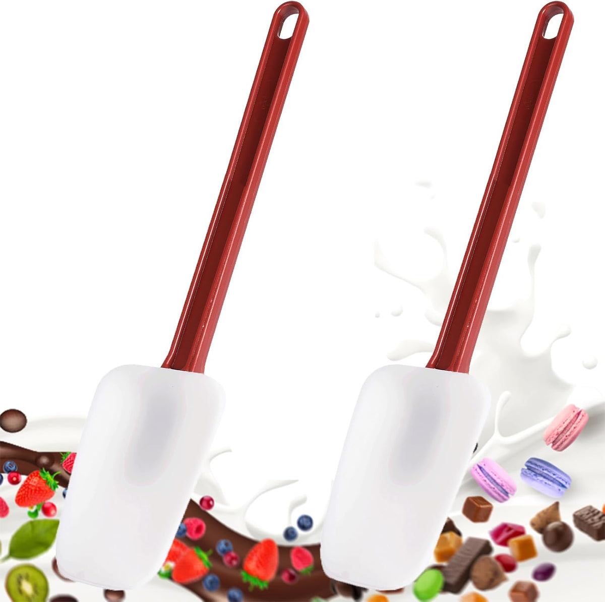 Commercial Spoonula Rubber Spatula Set, High Heat Spatula Spoon 9.5 Inches, Commercial Spatula for Cooking, Rubber Spatula Set Resistant to 500℉ (2 Spoonulas 14"/M)
