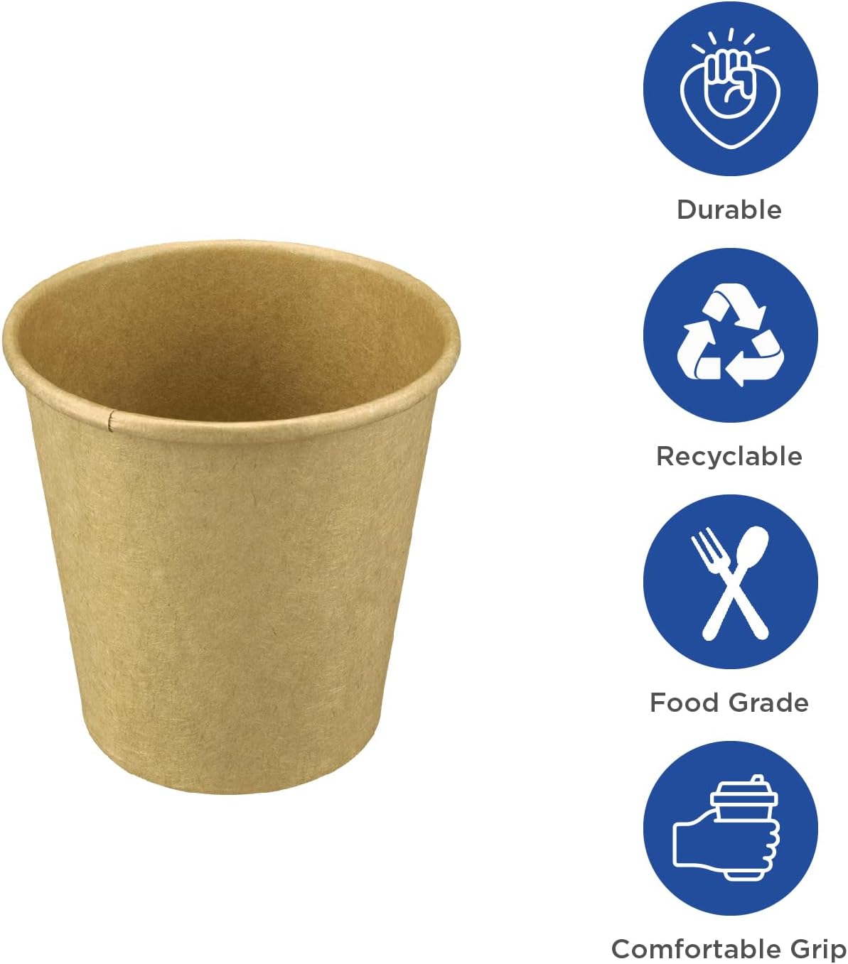 Karat 10oz Kraft Paper Coffee Cups [1,000 ct] Disposable, Leak-Resistant Double Poly-Lined Hot Cups | Ideal for Cafes & Offices, 90mm