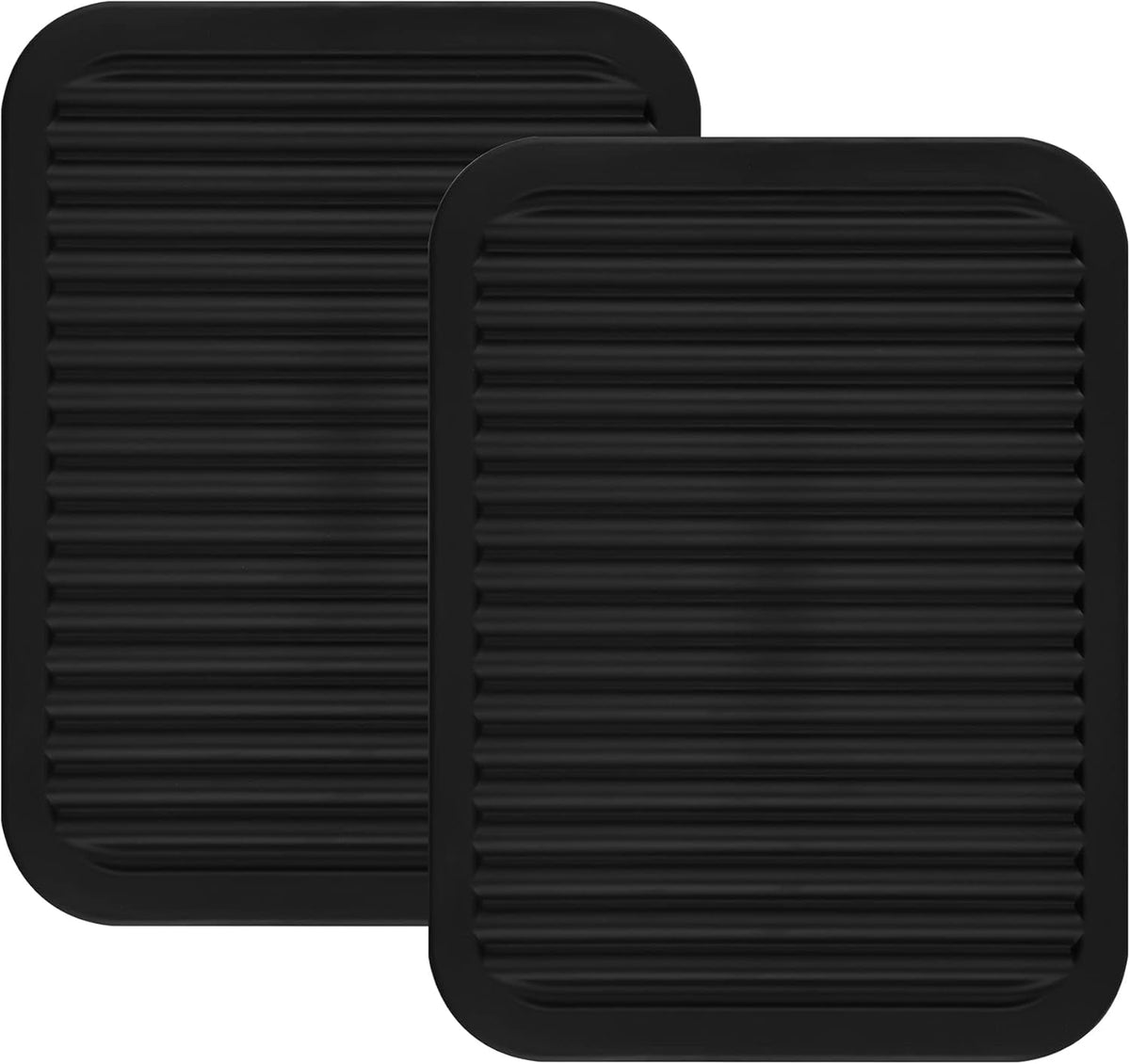 Smithcraft Silicone Trivets Mats for Hot Dishes and Hot Pots, Hot Pads for Countertops, Tables, Pot Holders, Spoon Rest Small Drying Mats Set of 2 Color Black