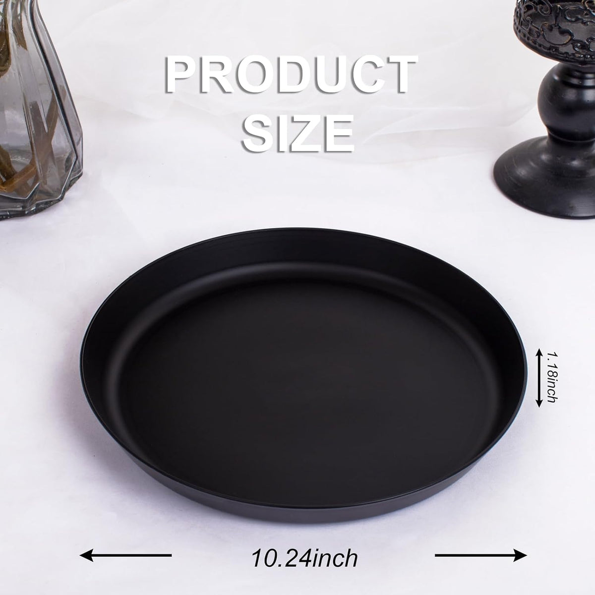 EI 18pcs Black Wheat Straw Plates,Heavy Duty Reuasble Unbreakable Plastic Plates with Lip Edge,Melamine Plates for Kitchen,Camping,Picnic,Halloween