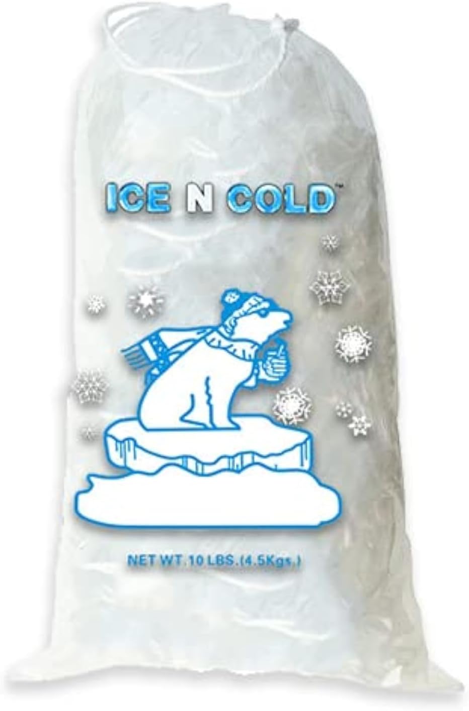 Ice Bags with Drawstring Closure | 10lb, 300ct/cs | 41 mic Thickness | Portable Storage and Freezer Keeper