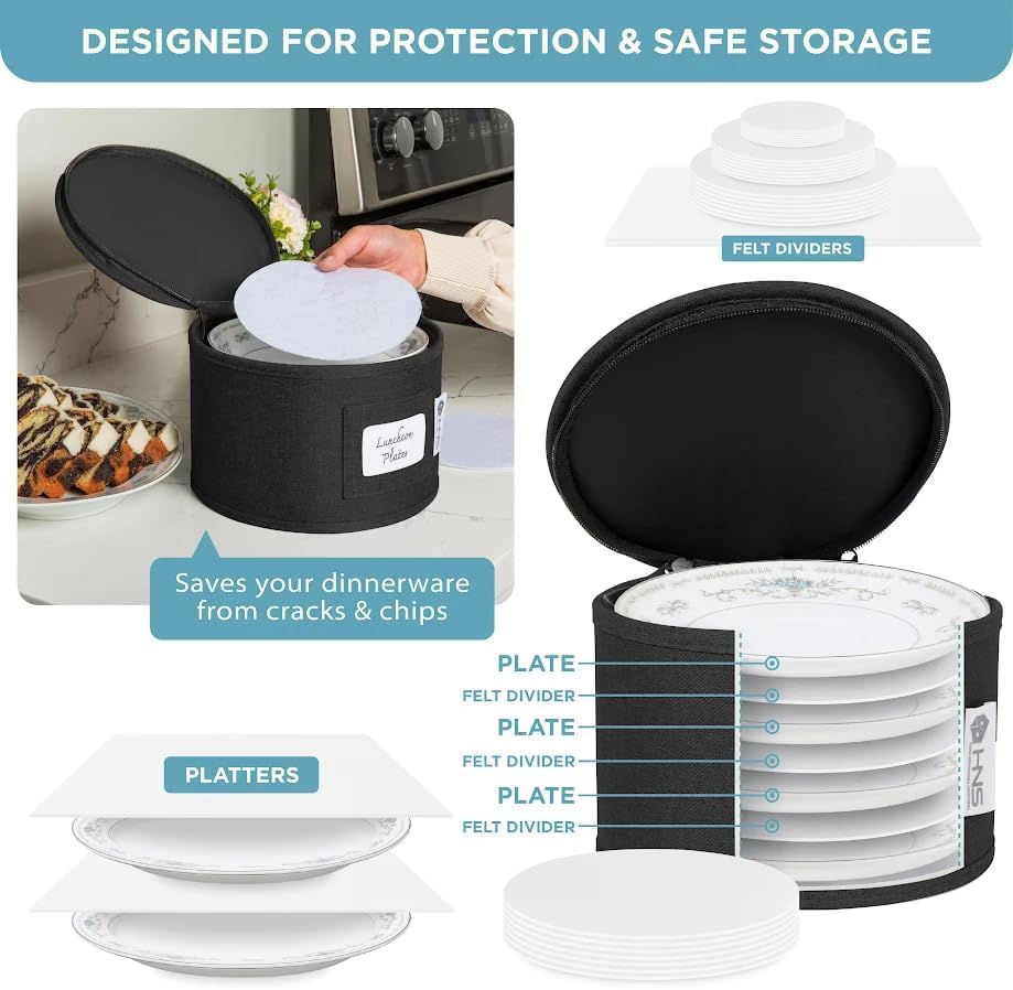 Hard Shell China Storage Containers (Black, 8 Pack China Storage Containers)