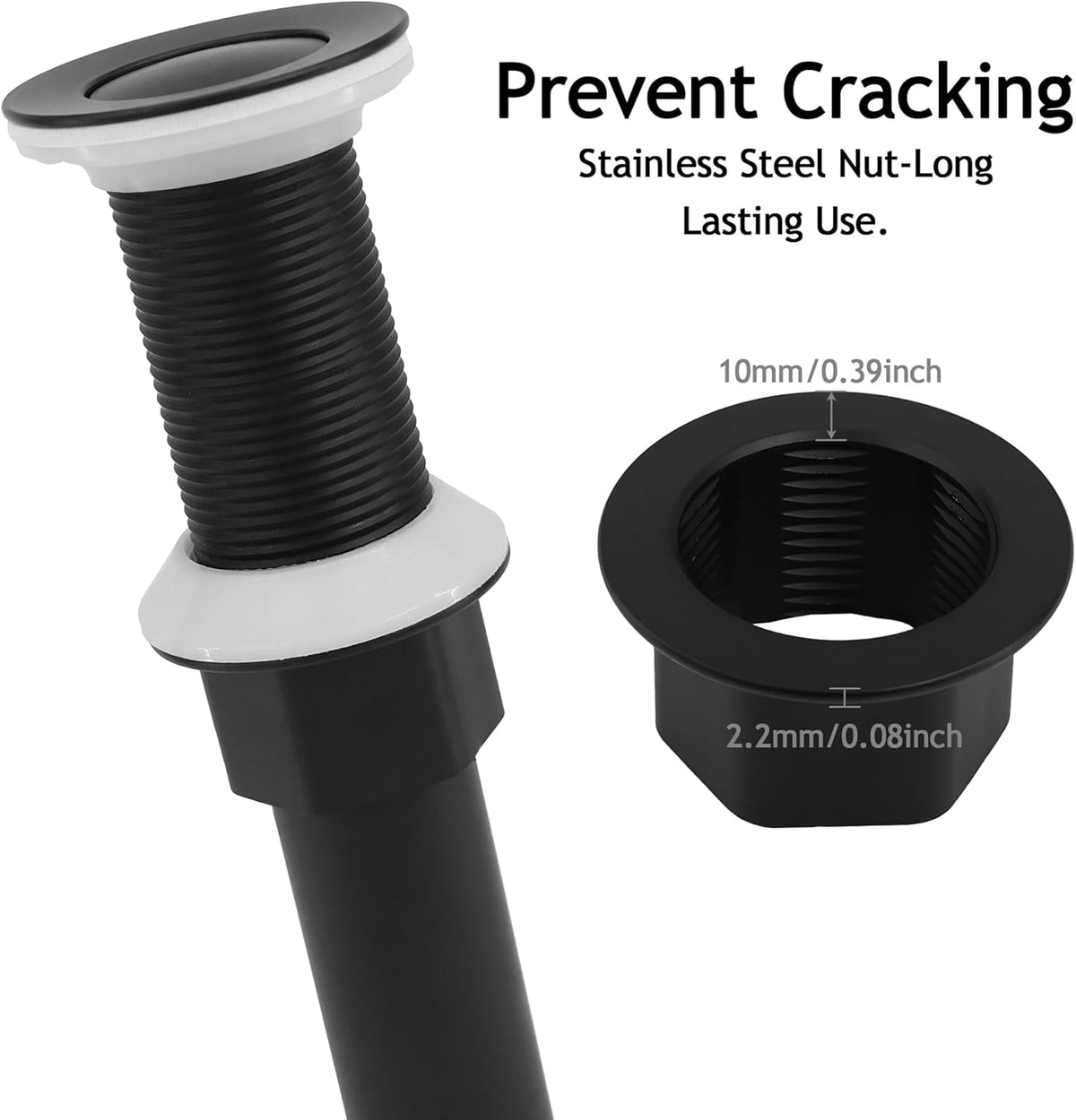 Bathroom Sink Drain,5 Pack Matte Black Drain Stopper Without Overflow,Small Cap Pop Up Drain Assembly with Detachable Strainer Basket,Built-in Anti-Clogging, Stainless Steel Nut